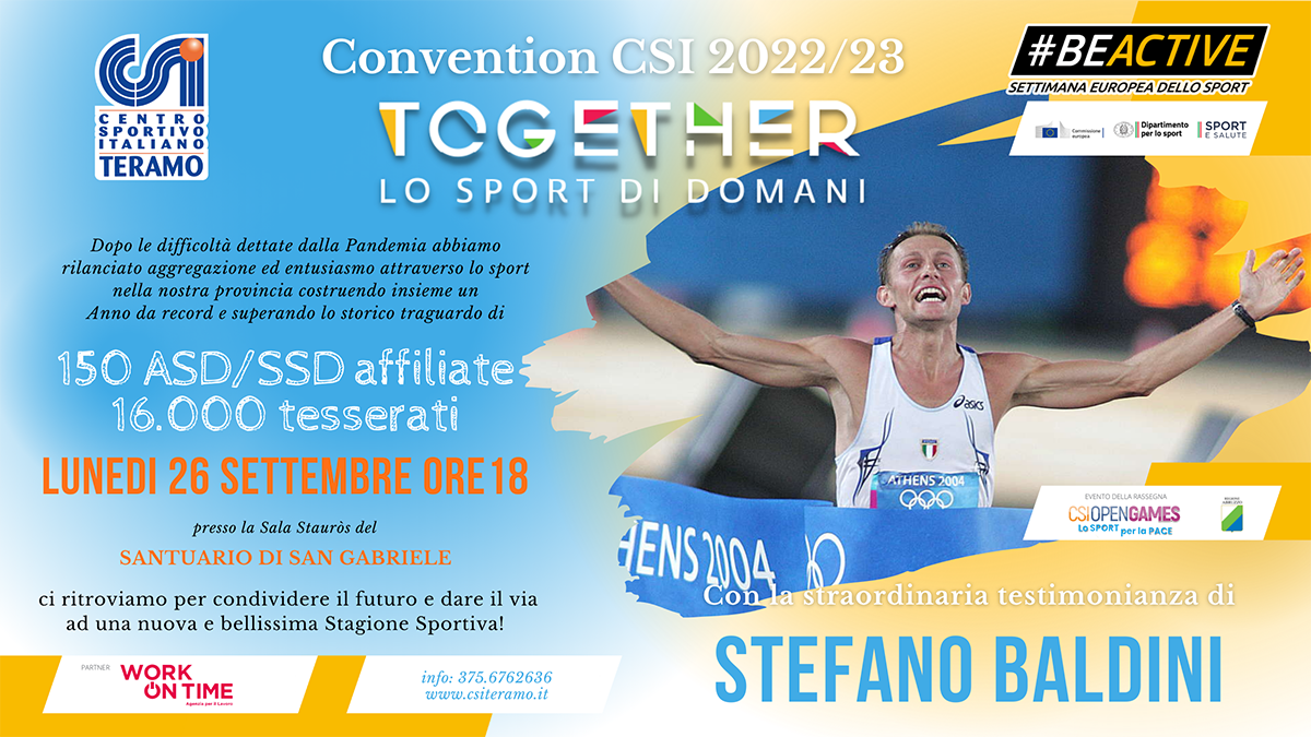 Il CSI Teramo è da record! Alla Convention si taglia il traguardo con Stefano Baldini