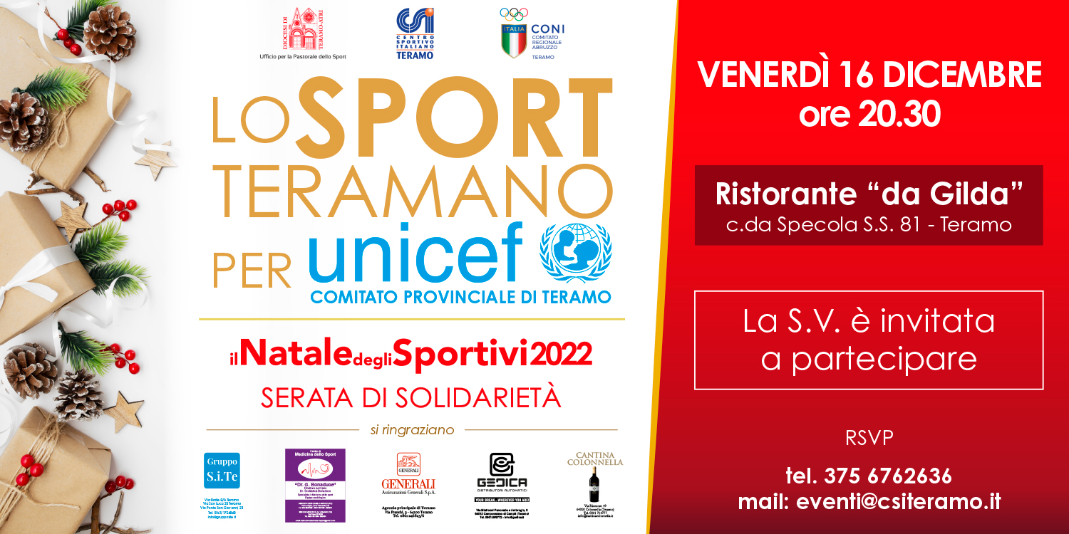 Lo sport teramano per Unicef: il Natale degli sportivi 2022
